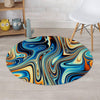 Abstract Wavy Psychedelic Round Rug-grizzshop
