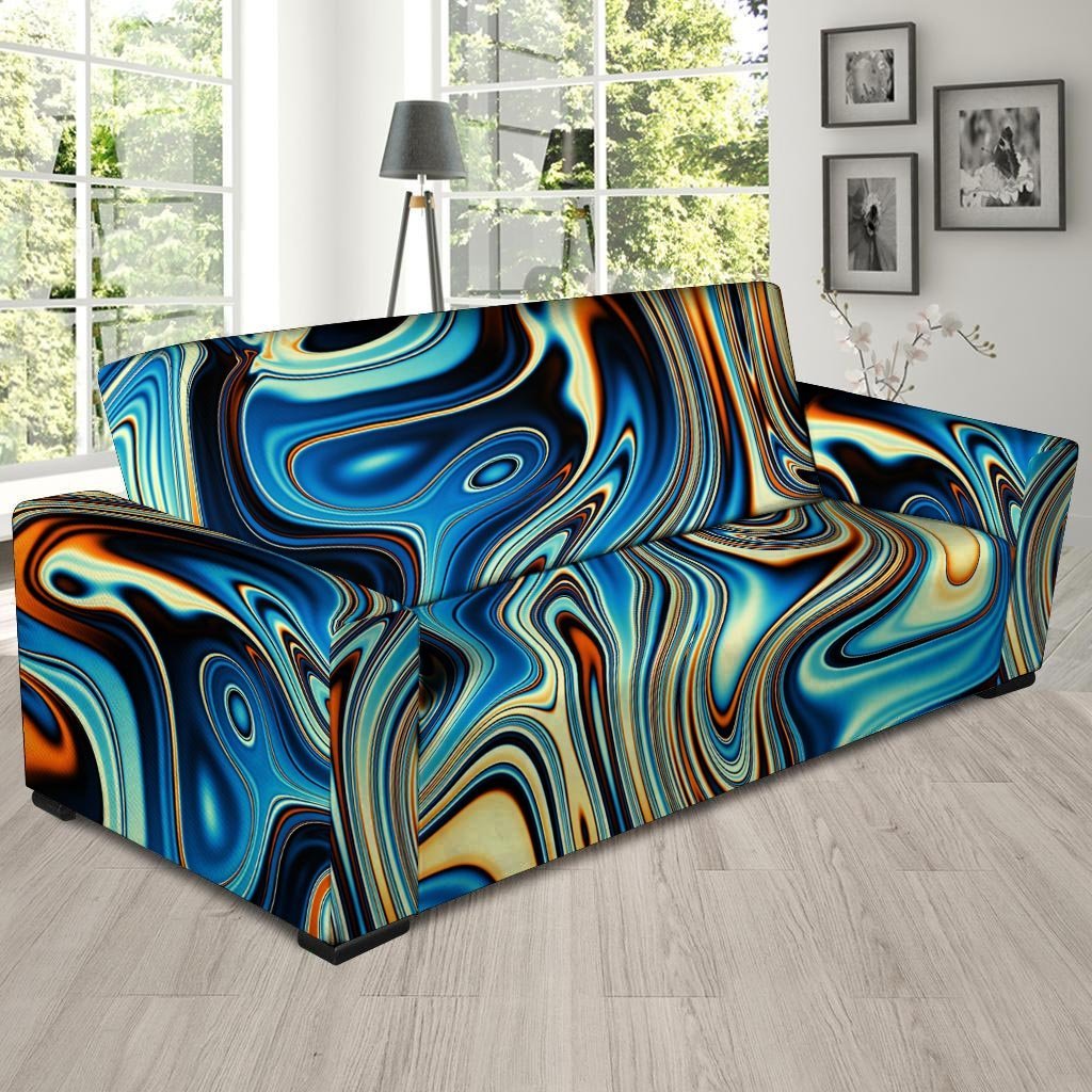 Abstract Wavy Psychedelic Sofa Cover-grizzshop