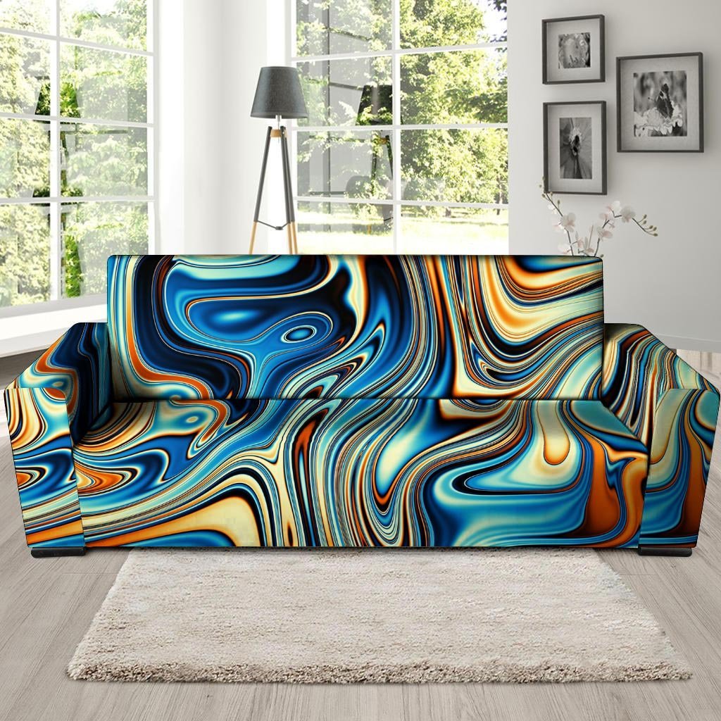 Abstract Wavy Psychedelic Sofa Cover-grizzshop