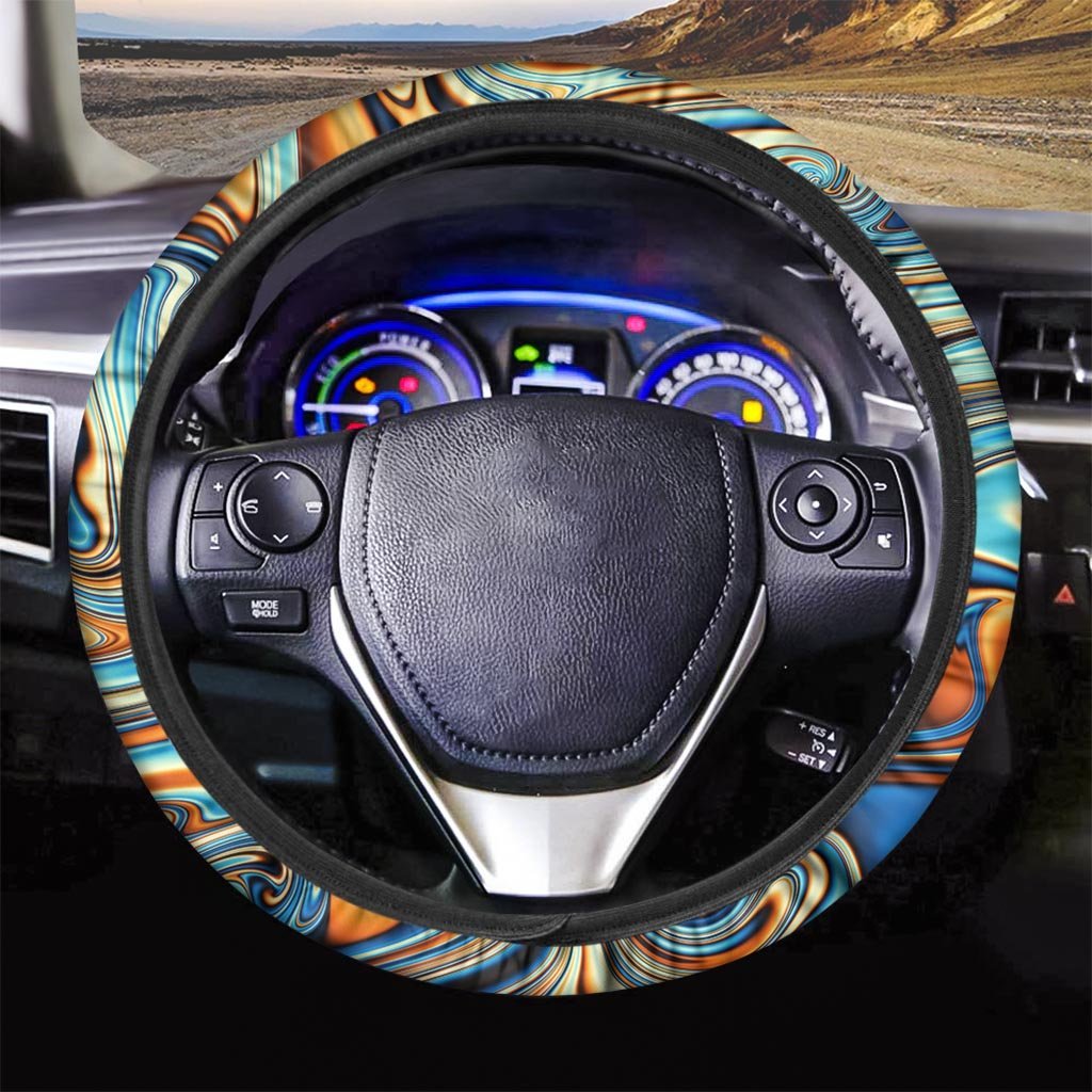 Abstract Wavy Psychedelic Steering Wheel Cover-grizzshop