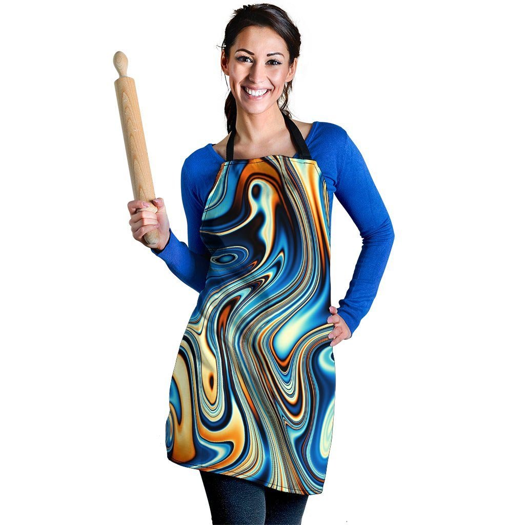 Abstract Wavy Psychedelic Women's Apron-grizzshop