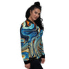 Abstract Wavy Psychedelic Women's Bomber Jacket-grizzshop