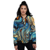 Abstract Wavy Psychedelic Women's Bomber Jacket-grizzshop