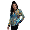 Abstract Wavy Psychedelic Women's Bomber Jacket-grizzshop