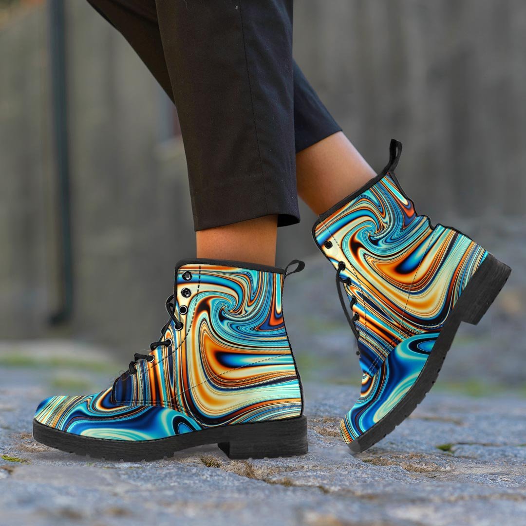 Abstract Wavy Psychedelic Women's Boots-grizzshop