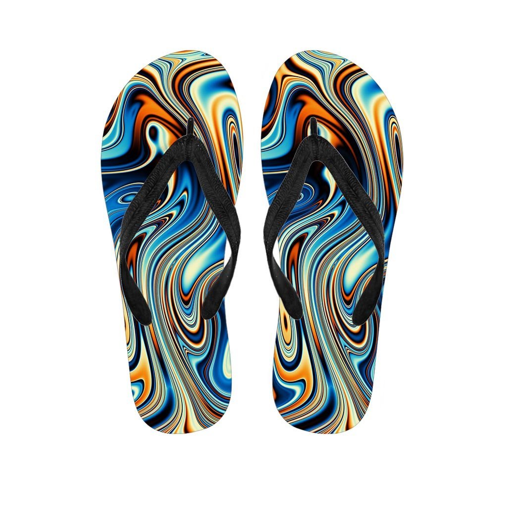Abstract Wavy Psychedelic Women's Flip Flops-grizzshop