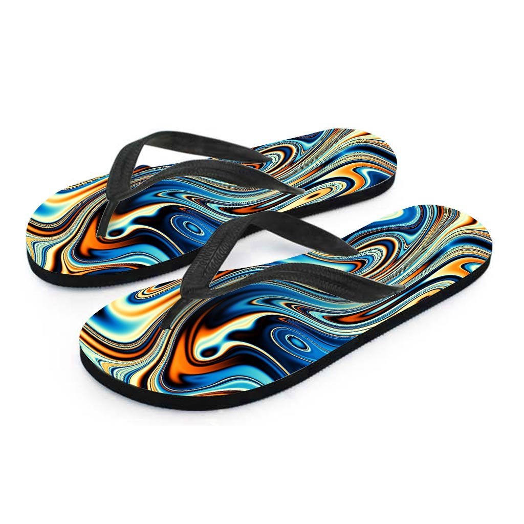 Abstract Wavy Psychedelic Women's Flip Flops-grizzshop