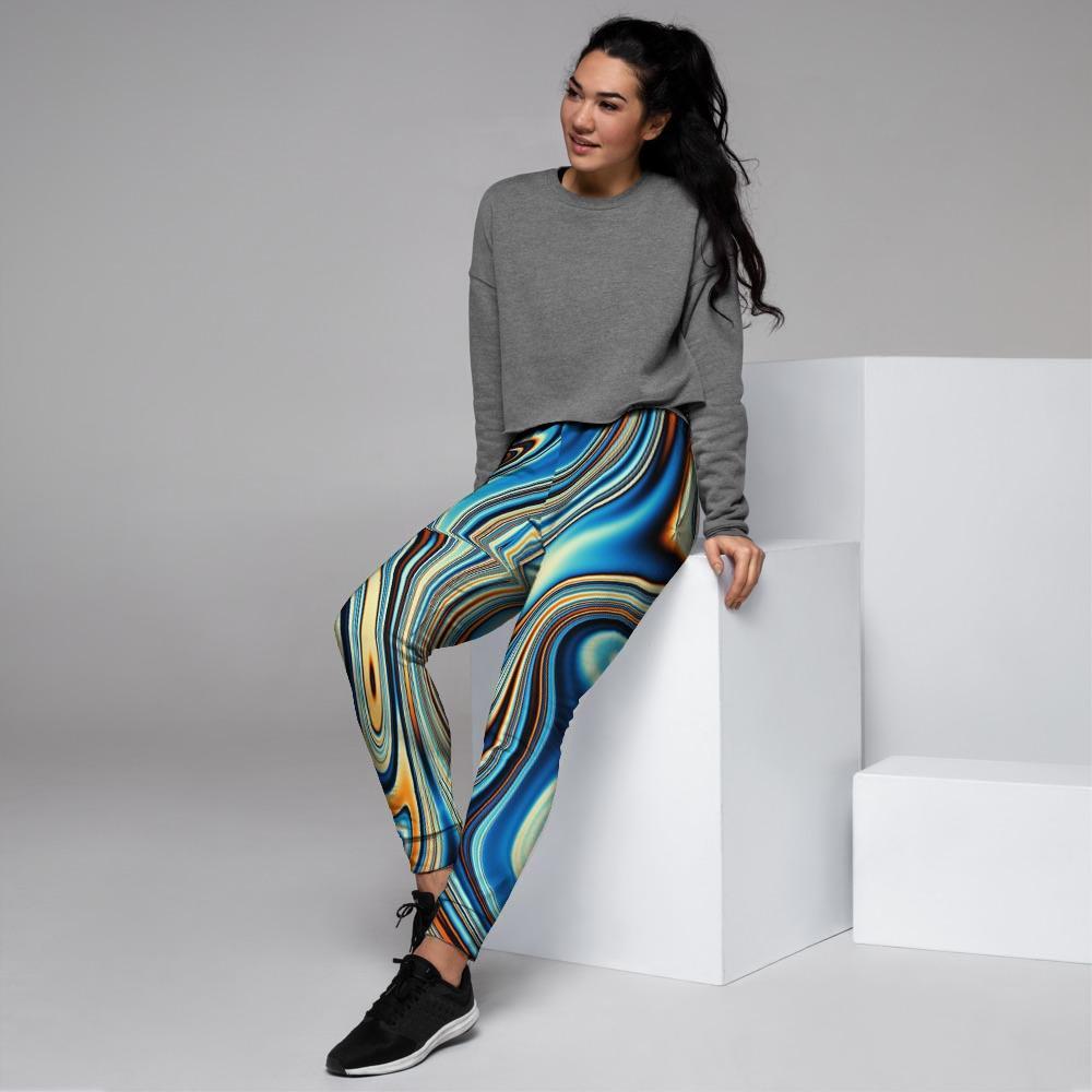 Abstract Wavy Psychedelic Women's Joggers-grizzshop