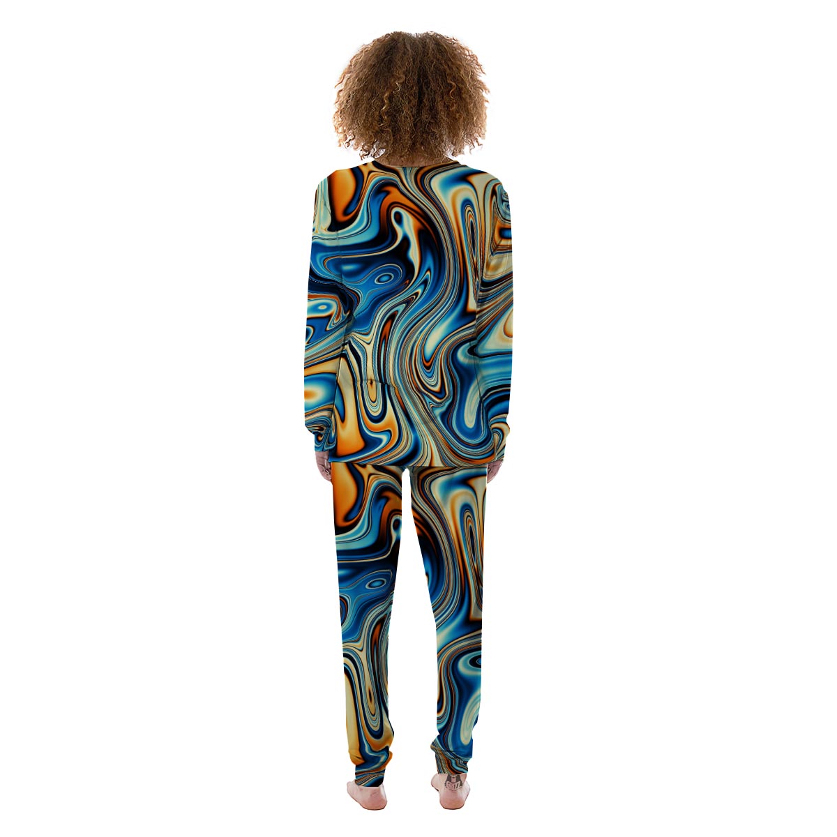 Abstract Wavy Psychedelic Women's Pajamas-grizzshop