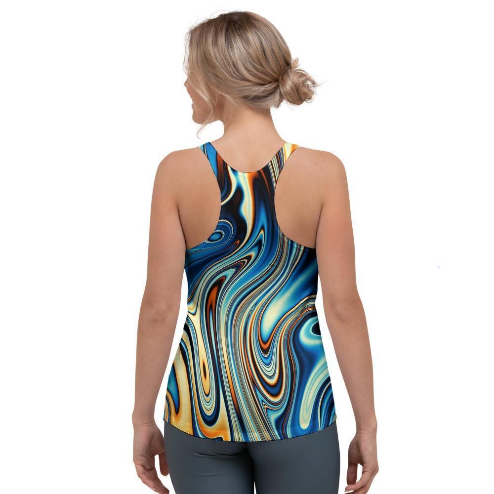 Abstract Wavy Psychedelic Women's Racerback Tank Top-grizzshop