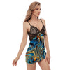 Abstract Wavy Psychedelic Women's Sexy Night Dress-grizzshop