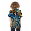 Abstract Wavy Psychedelic Women's Short Sleeve Shirts-grizzshop