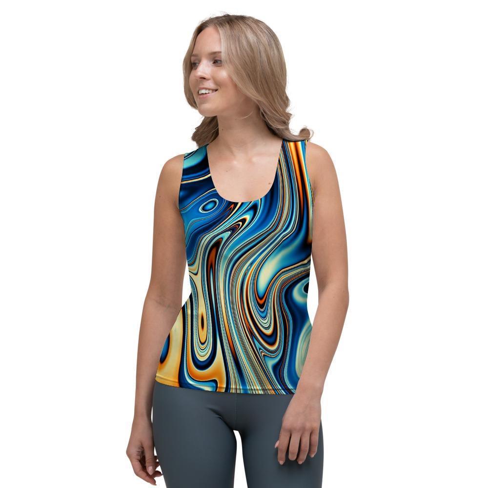 Abstract Wavy Psychedelic Women's Tank Top-grizzshop