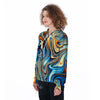 Abstract Wavy Psychedelic Women's Zip Up Hoodie-grizzshop