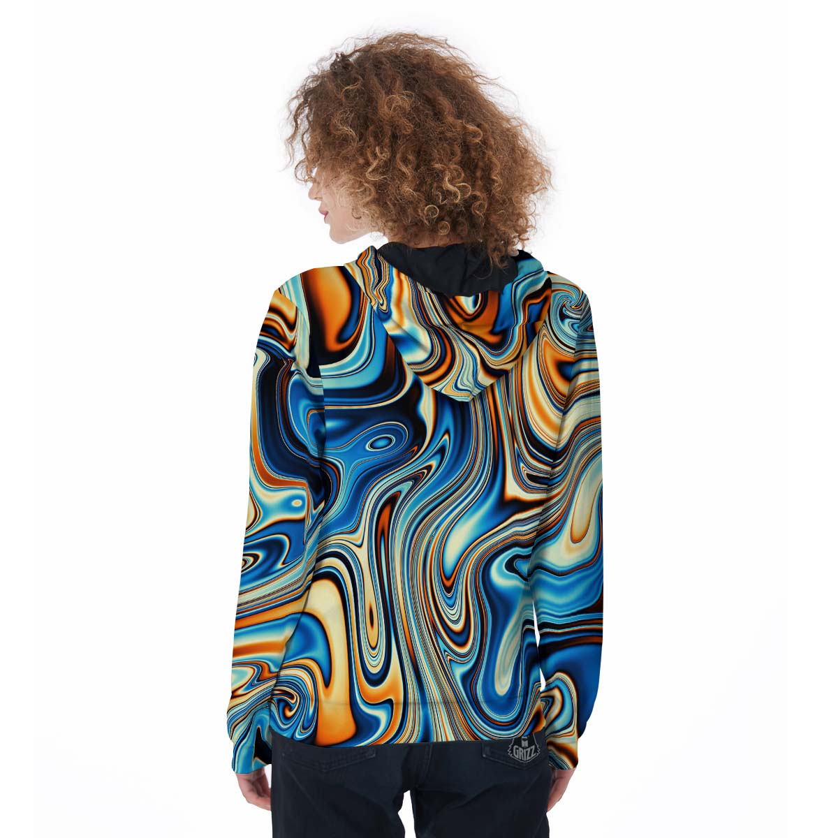 Abstract Wavy Psychedelic Women's Zip Up Hoodie-grizzshop