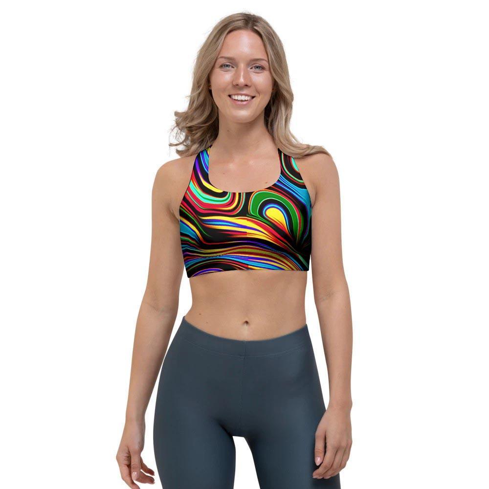 Abstract Wavy Sports Bra-grizzshop