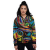 Abstract Wavy Women's Bomber Jacket-grizzshop