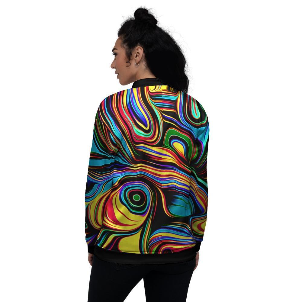 Abstract Wavy Women's Bomber Jacket-grizzshop