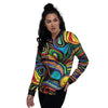 Abstract Wavy Women's Bomber Jacket-grizzshop