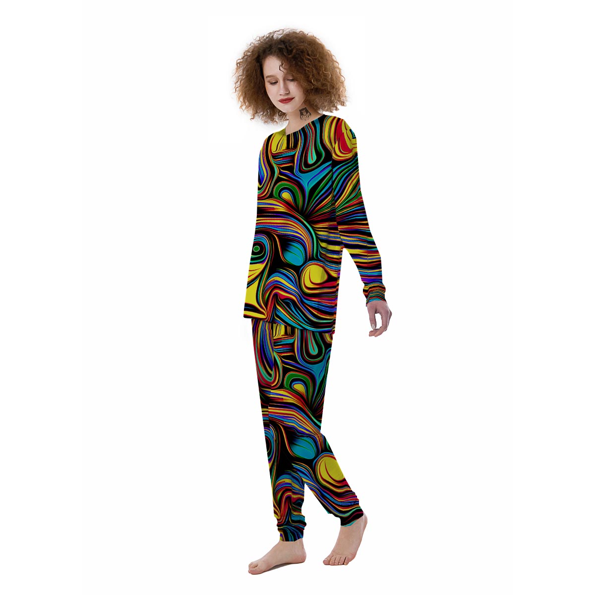 Abstract Wavy Women's Pajamas-grizzshop