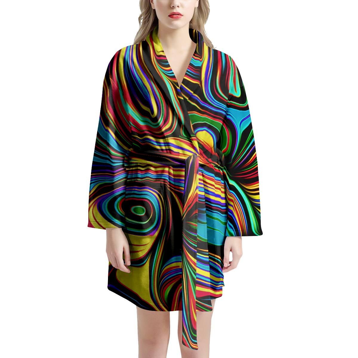 Abstract Wavy Women's Robe-grizzshop