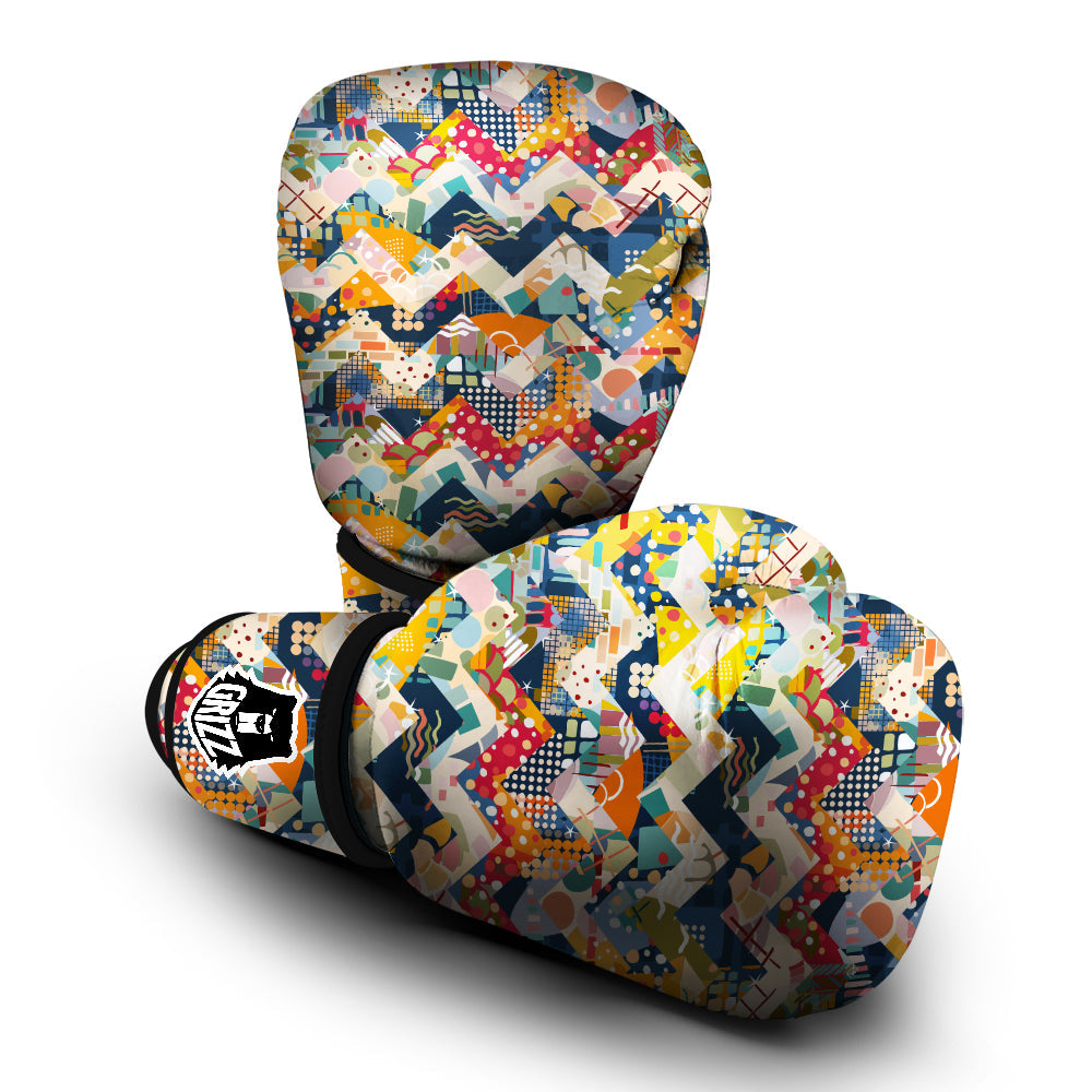 Abstract Zigzag Colorful Graffiti Style Print Pattern Boxing Gloves-grizzshop