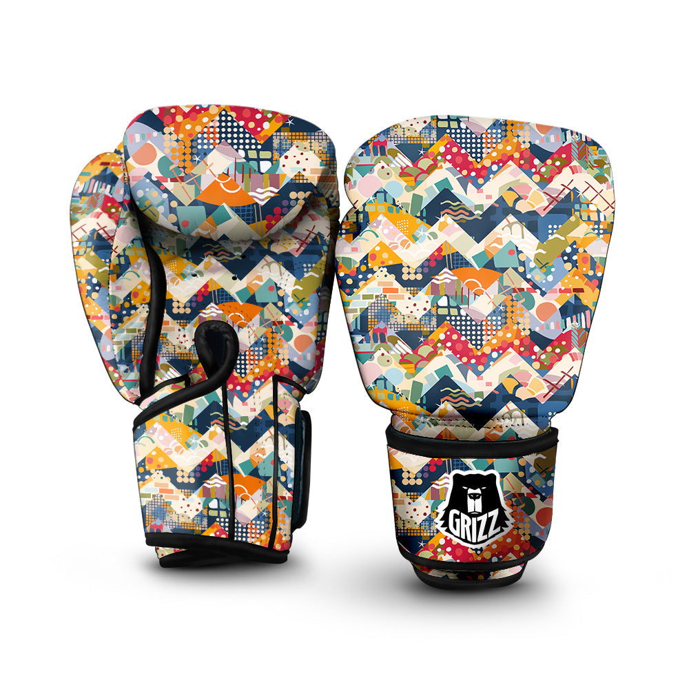 Abstract Zigzag Colorful Graffiti Style Print Pattern Boxing Gloves-grizzshop