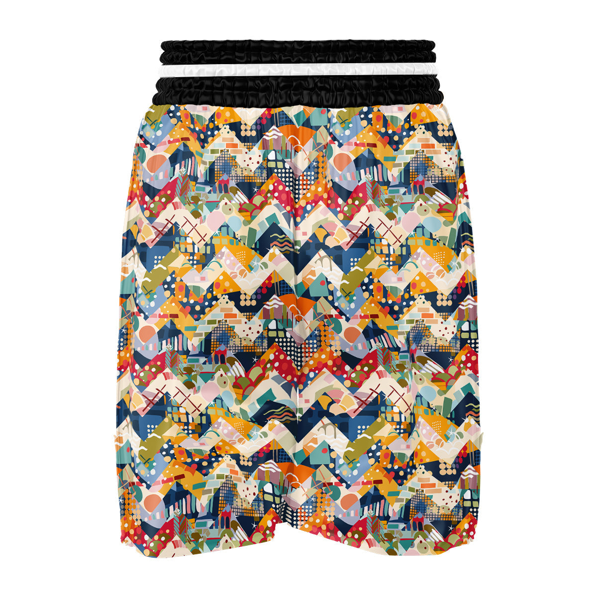 Abstract Zigzag Colorful Graffiti Style Print Pattern Boxing Shorts-grizzshop