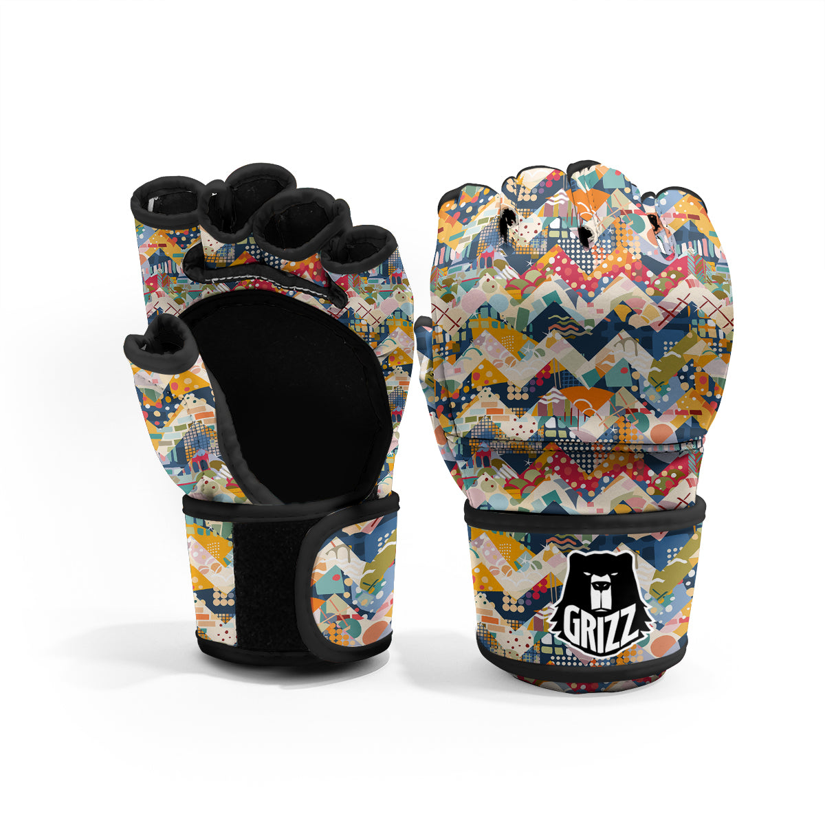 Abstract Zigzag Colorful Graffiti Style Print Pattern MMA Gloves-grizzshop