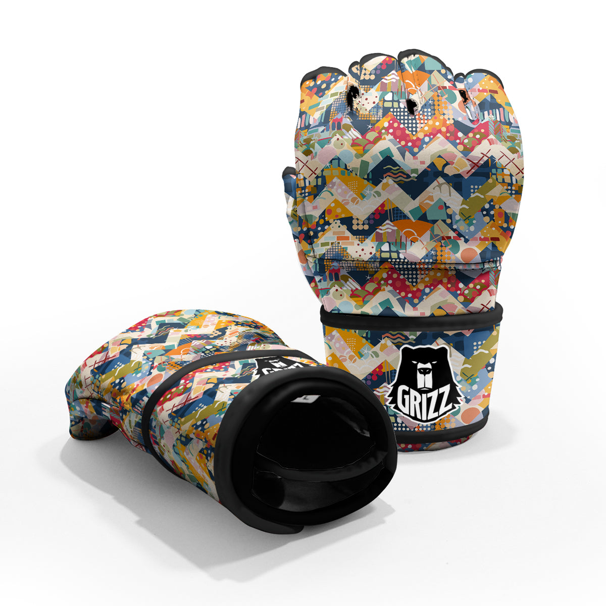 Abstract Zigzag Colorful Graffiti Style Print Pattern MMA Gloves-grizzshop