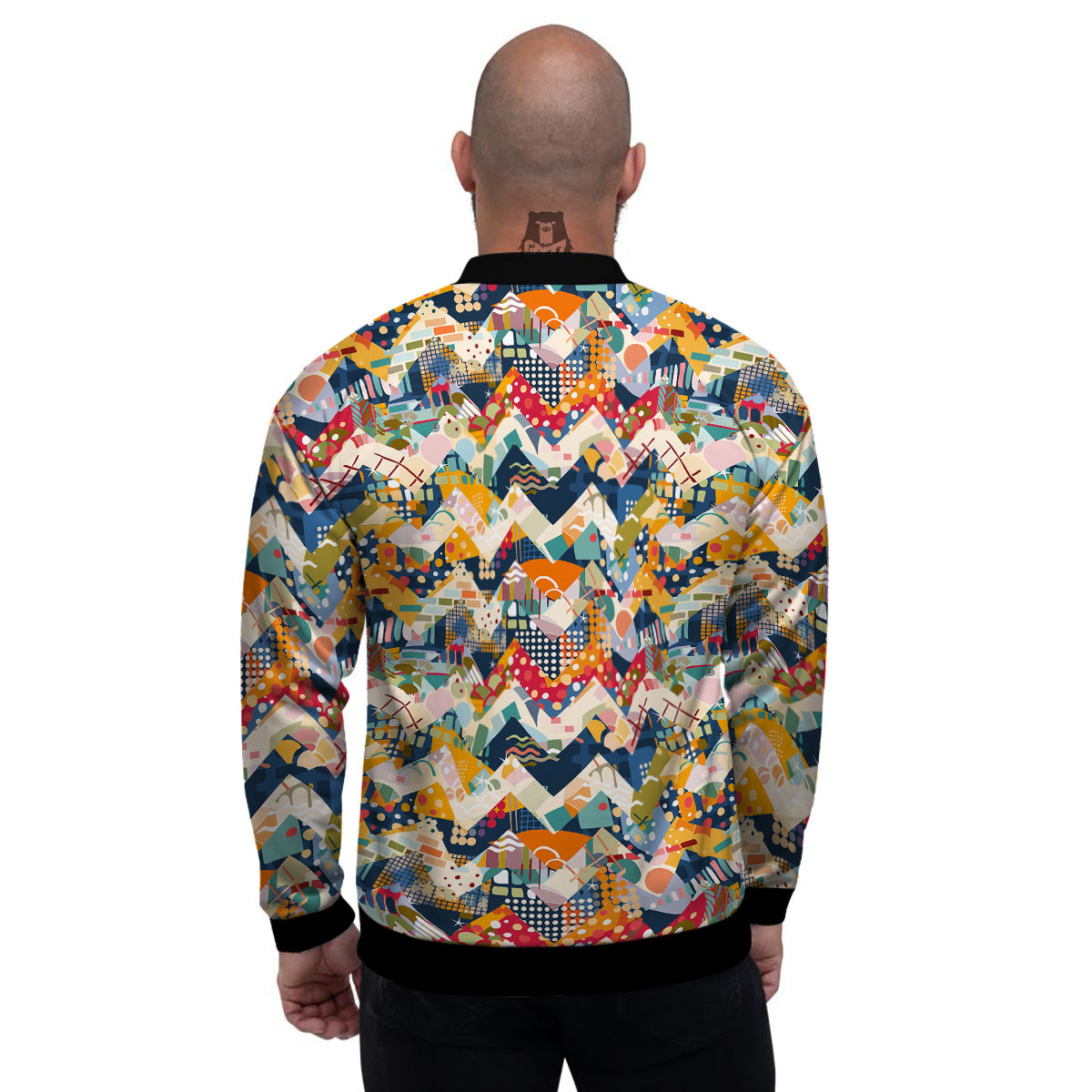 Abstract Zigzag Colorful Graffiti Style Print Pattern Men's Bomber Jacket-grizzshop