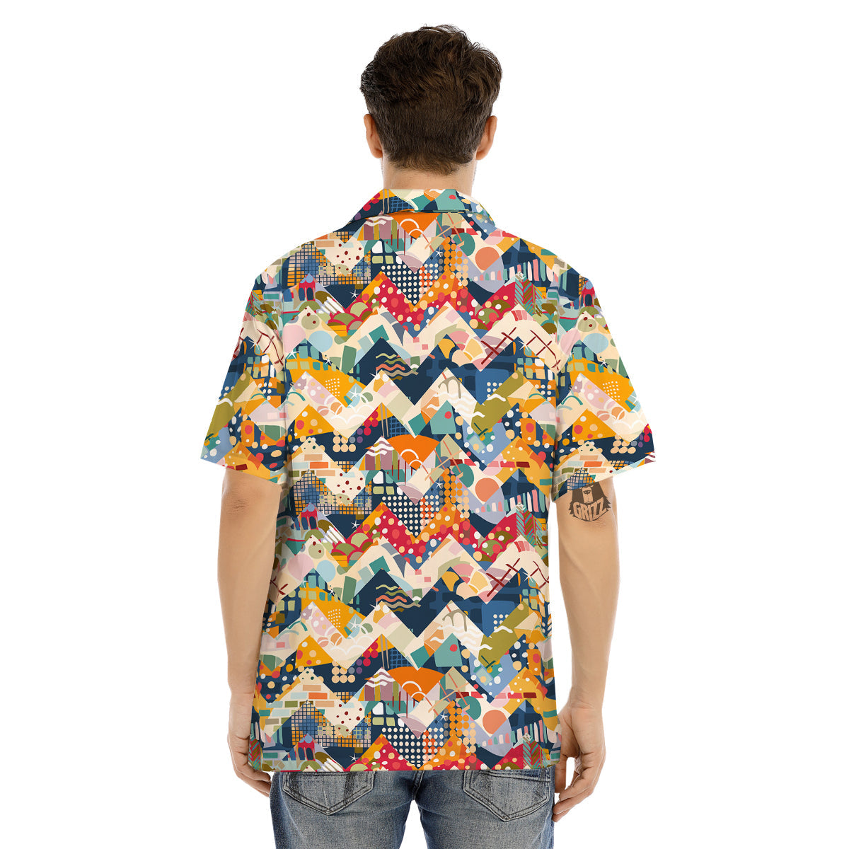 Abstract Zigzag Colorful Graffiti Style Print Pattern Men's Hawaiian Shirt-grizzshop