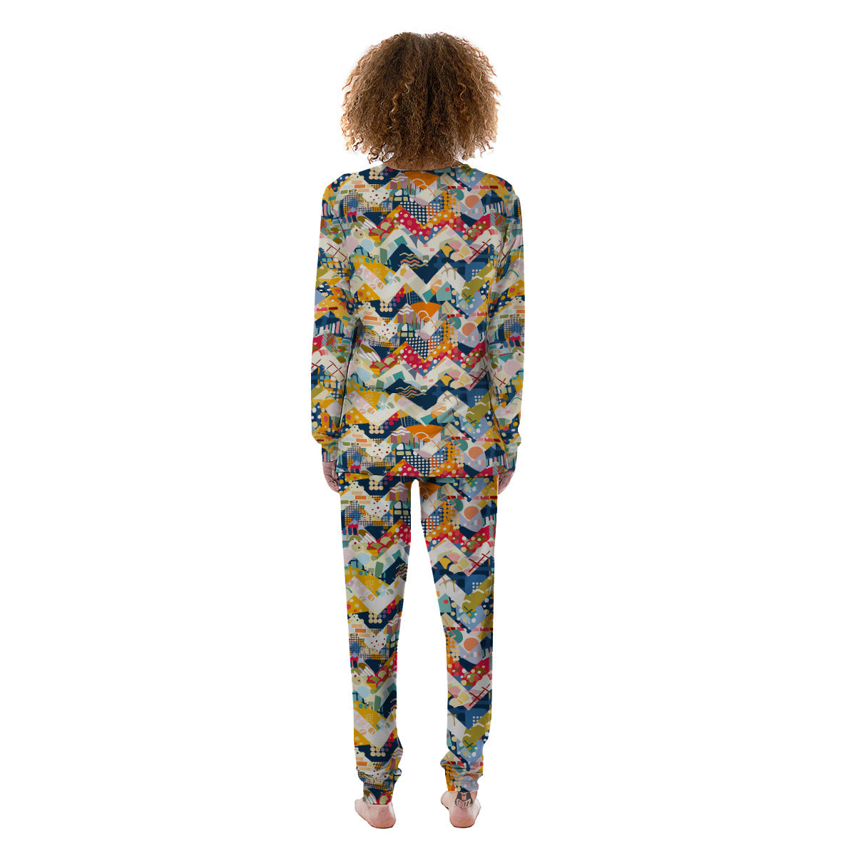 Abstract Zigzag Colorful Graffiti Style Print Pattern Women's Pajamas-grizzshop