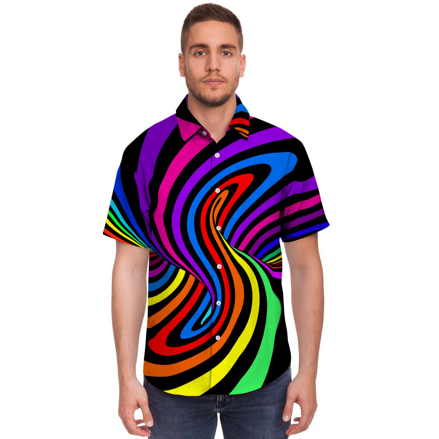 Abstract Colorful Psychedelic Men's Short Sleeve Shirt-grizzshop