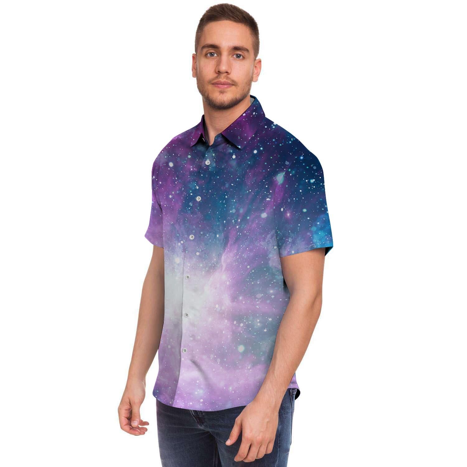 Abstract Galaxy Space Men's Short Sleeve Shirt-grizzshop