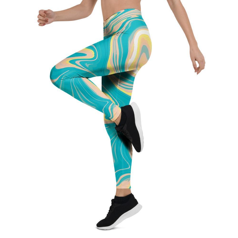 Abstract Green Marble Women's Leggings-grizzshop