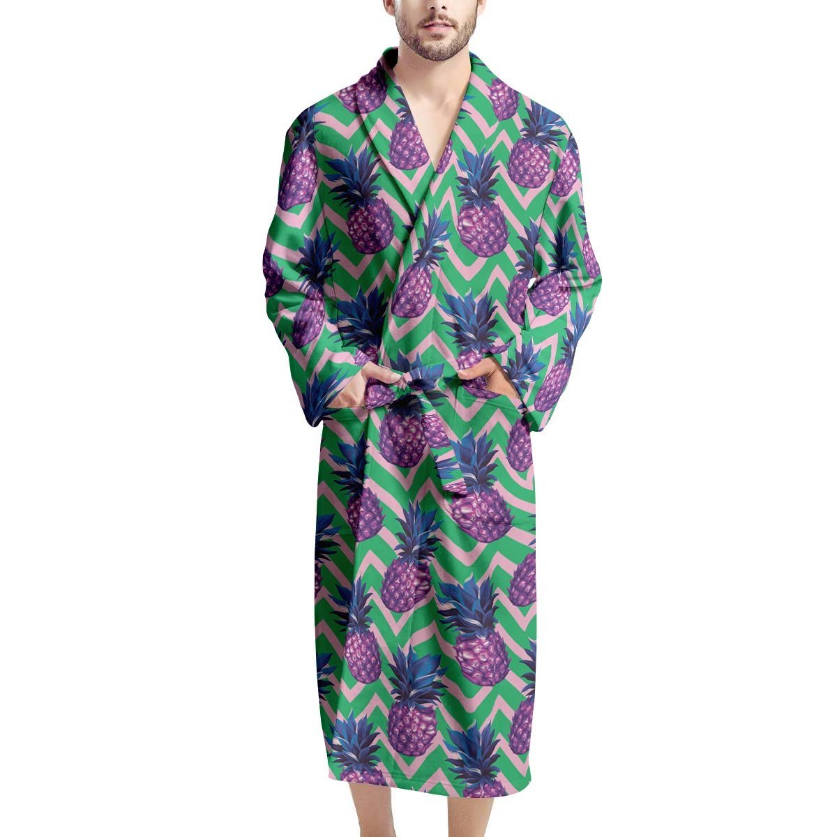 Abstract Hawaiian Pineapple Print Men's Robe-grizzshop