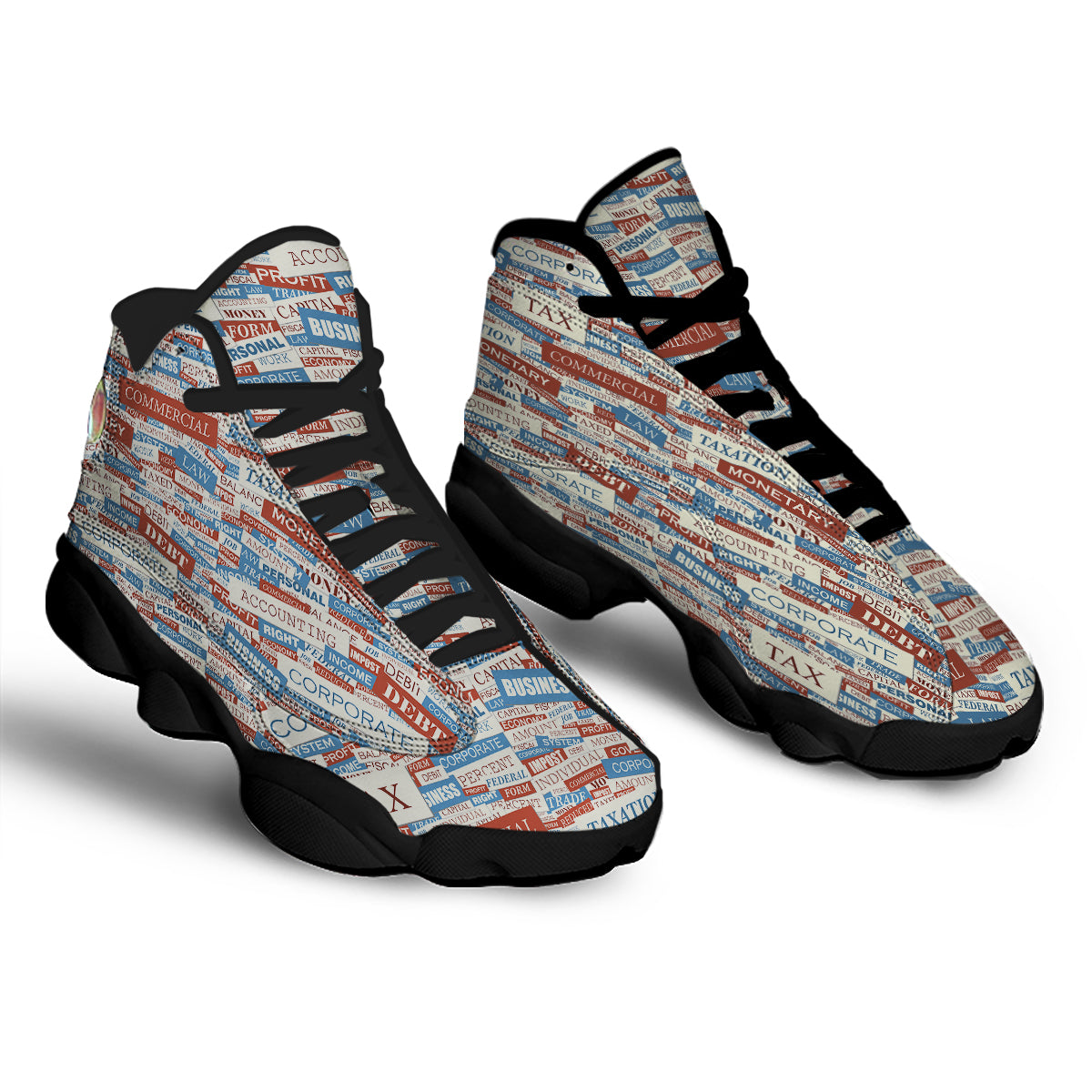 Accounting Vintage Color Print Black Basketball Shoes-grizzshop