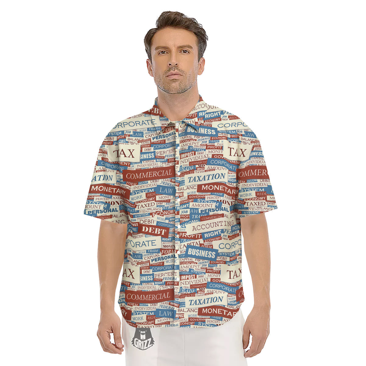 Accounting Vintage Color Print Men's Short Sleeve Shirts-grizzshop