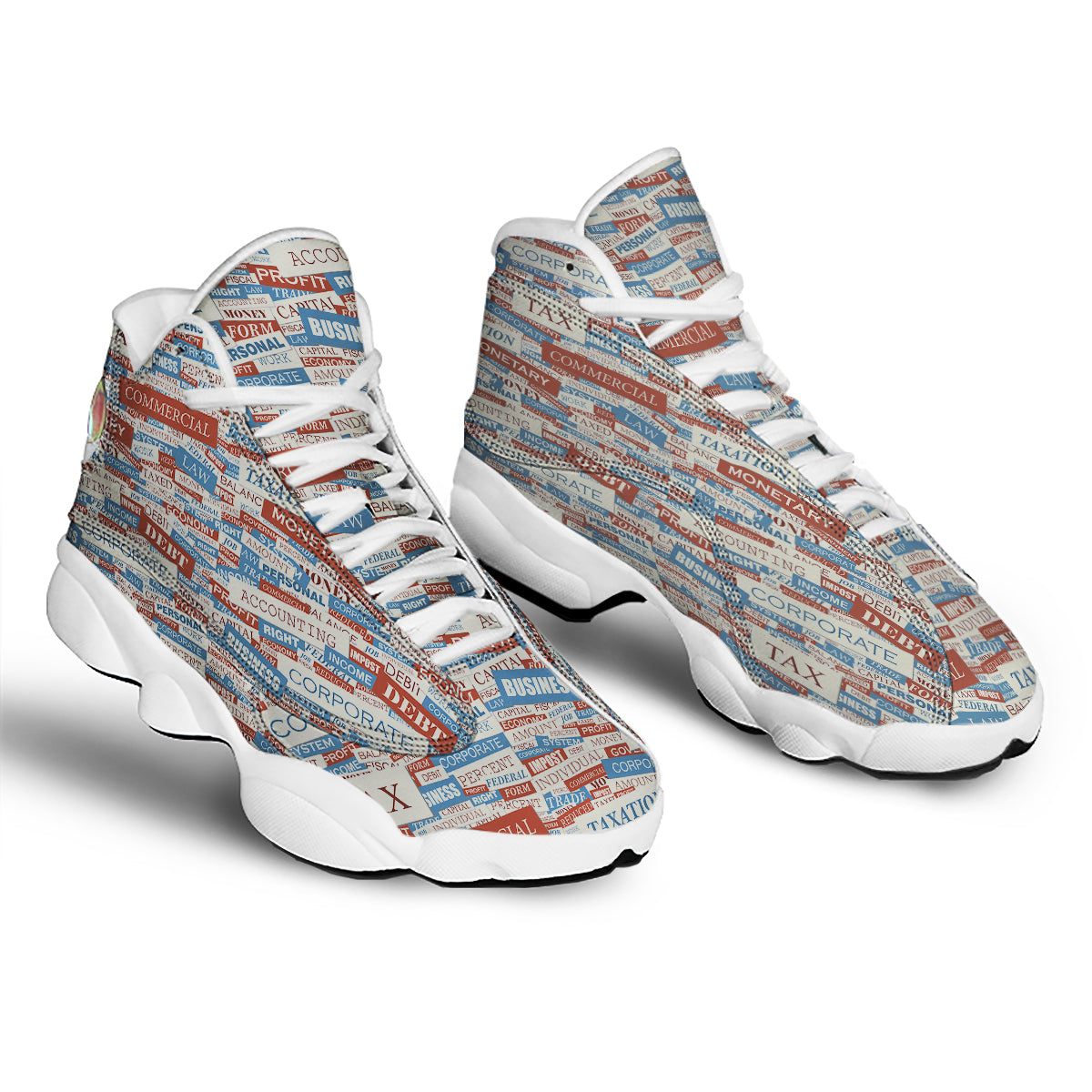Accounting Vintage Color Print White Basketball Shoes-grizzshop