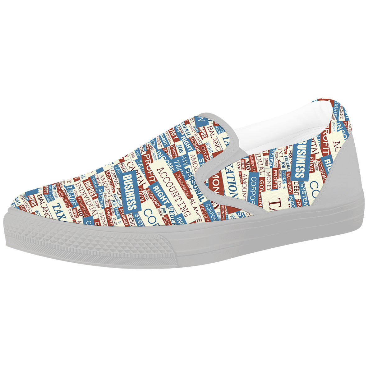 Accounting Vintage Color Print White Slip On Shoes-grizzshop