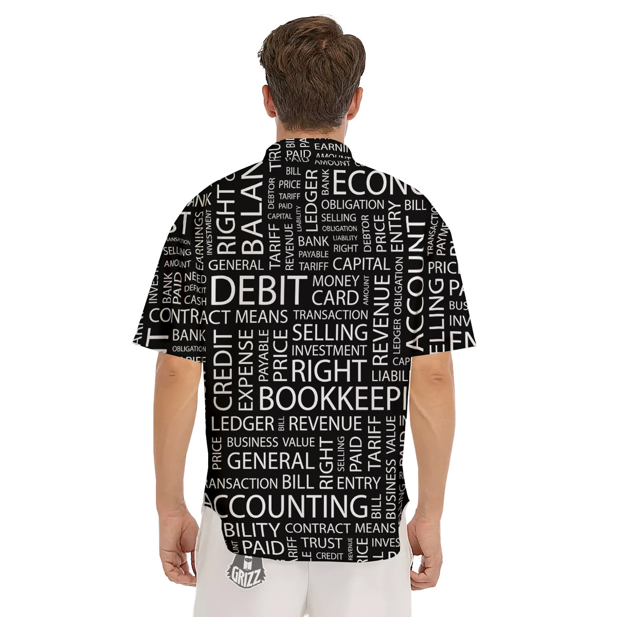 Accounting Word Print Men's Short Sleeve Shirts-grizzshop