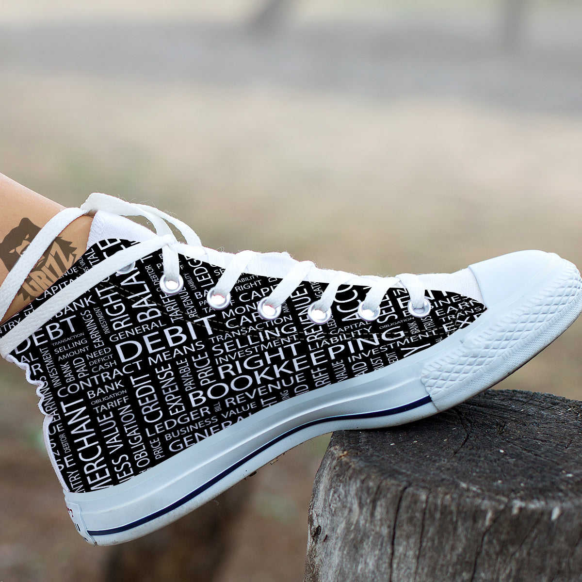 Accounting Word Print White High Top Shoes-grizzshop