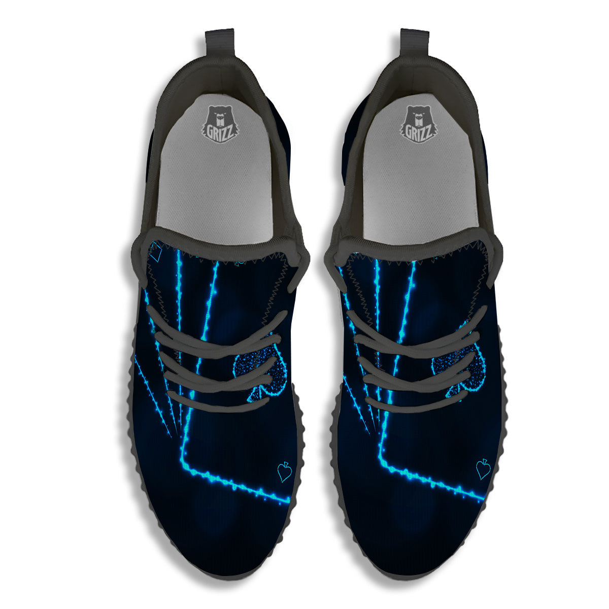 Ace Card Blue Print Black Walking Shoes-grizzshop