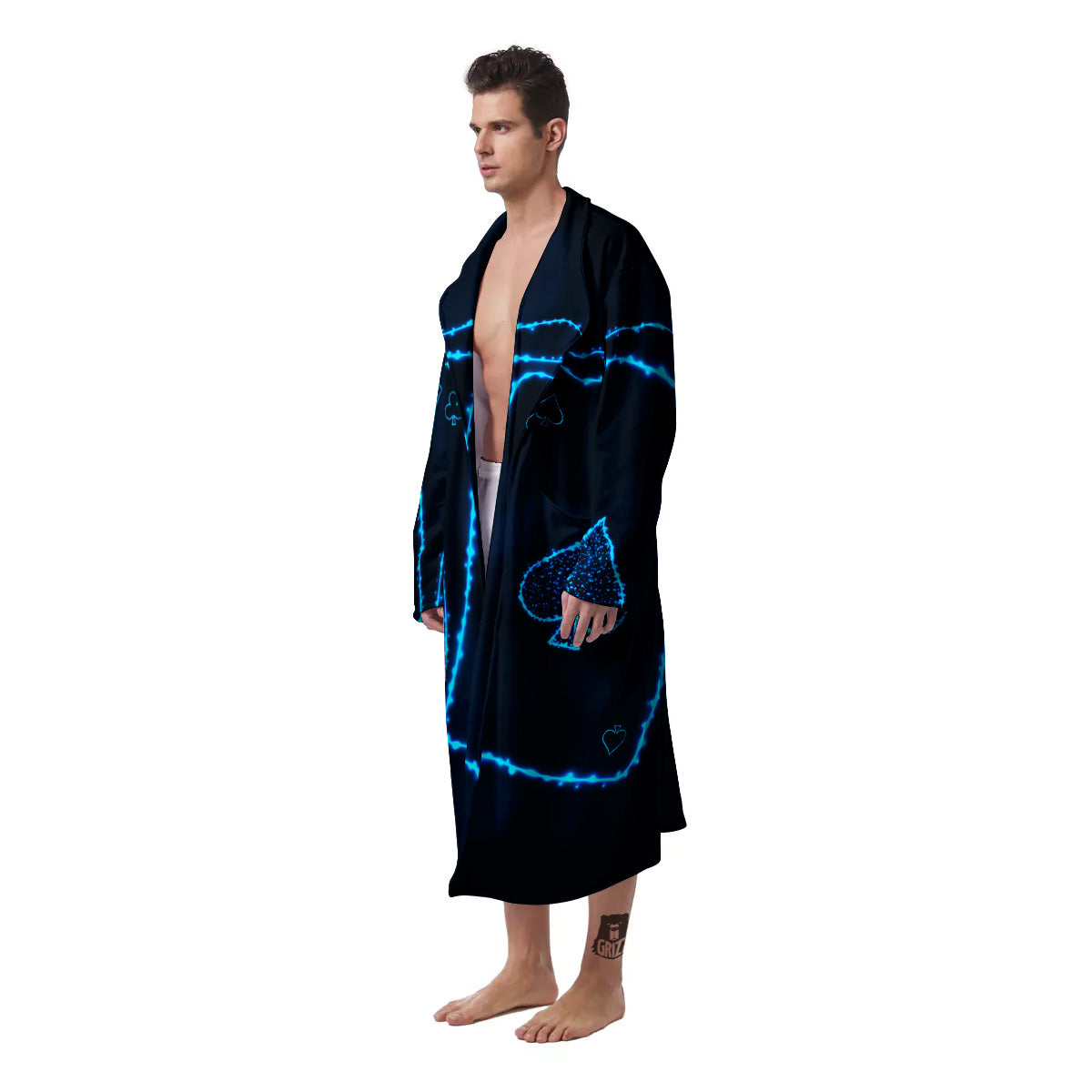 Ace Card Blue Print Men's Robe-grizzshop