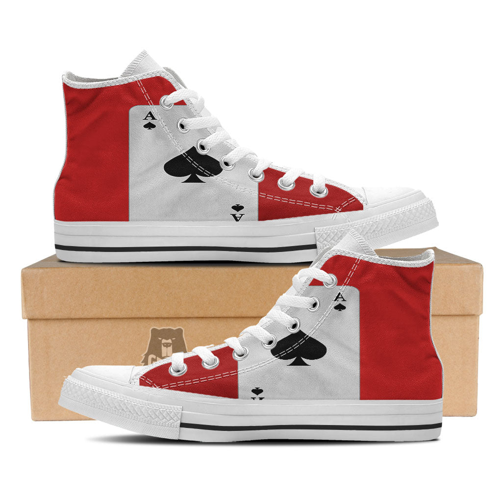 Ace Cards Print White High Top Shoes-grizzshop
