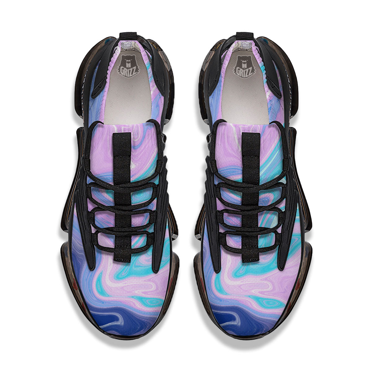 Acid Melt Blue And Pink Print Black Gym Shoes-grizzshop