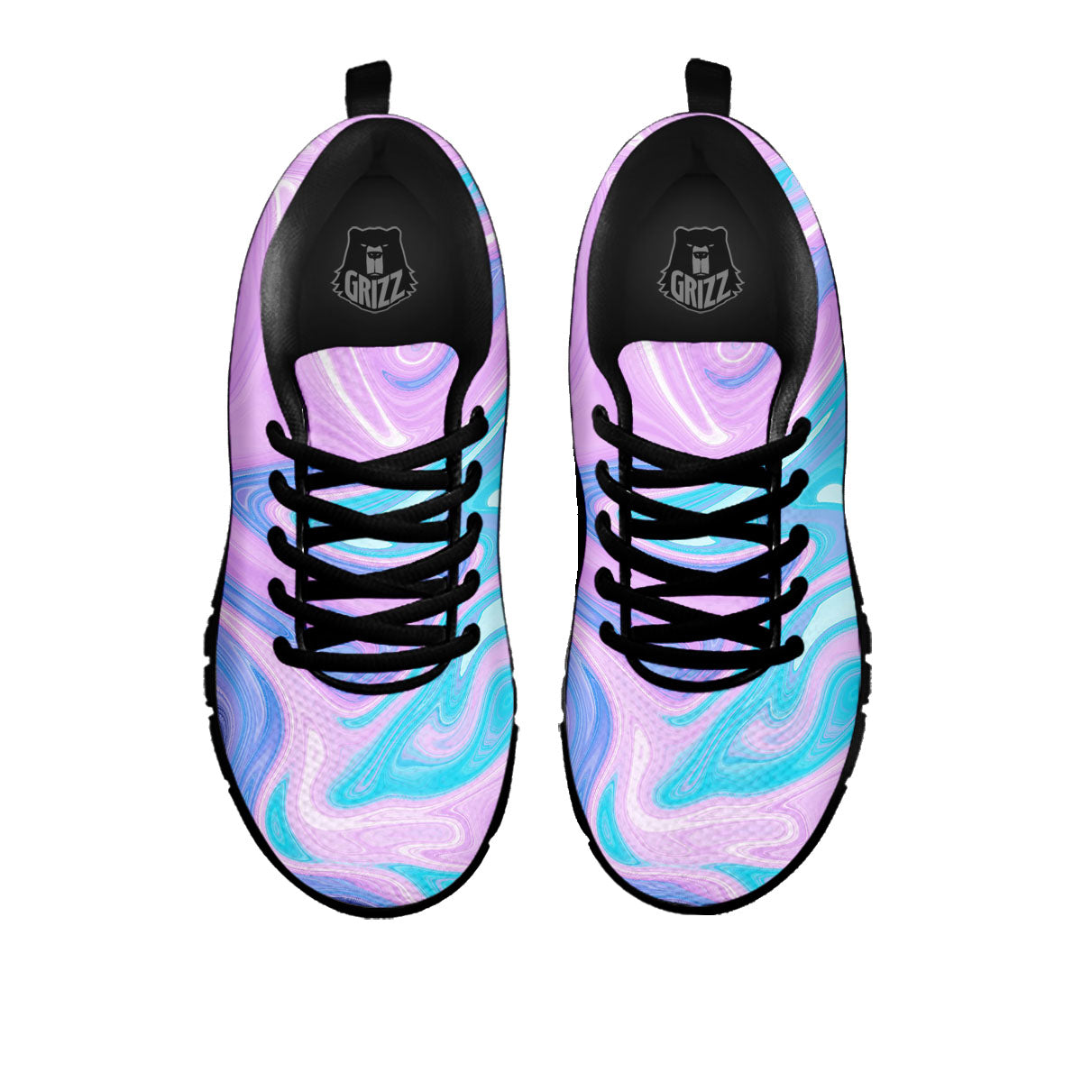 Acid Melt Blue And Pink Print Black Sneaker-grizzshop