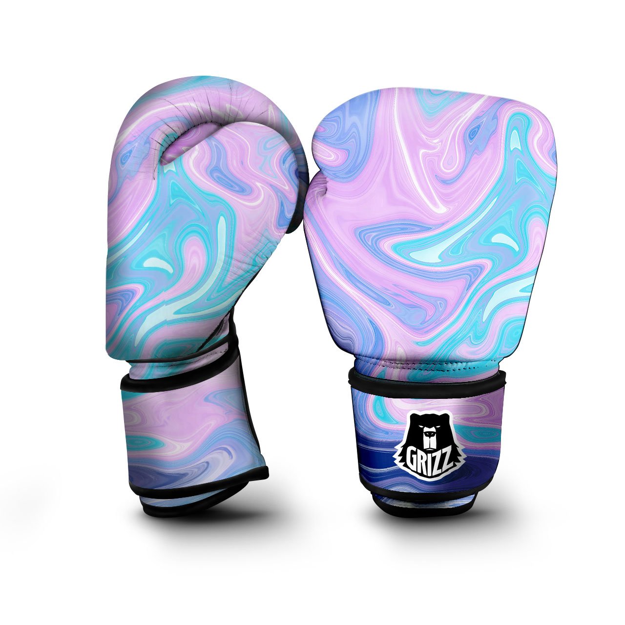 Acid Melt Blue And Pink Print Boxing Gloves-grizzshop