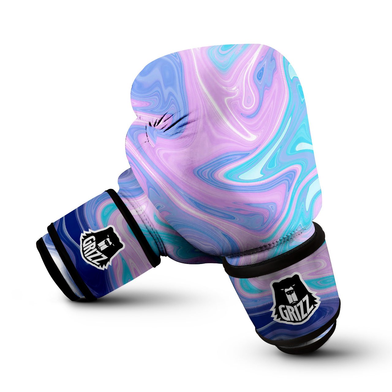 Acid Melt Blue And Pink Print Boxing Gloves-grizzshop